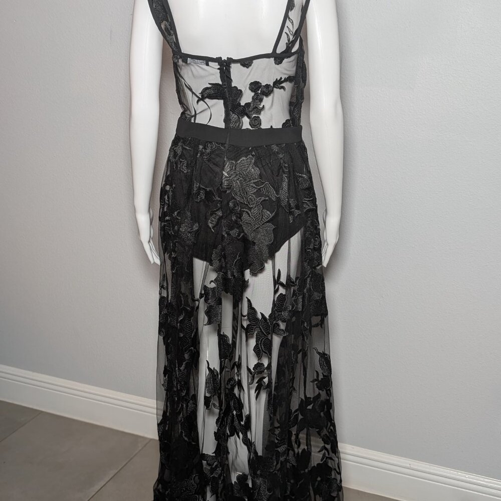 Black Floral Sheer Maxi Dress – Size Medium (New with Tags) - Picture 2 of 2